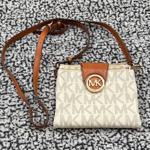 Michael Kors Brown and Cream Crossbody Bag